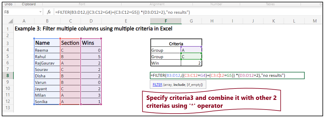 Excel 过滤函数