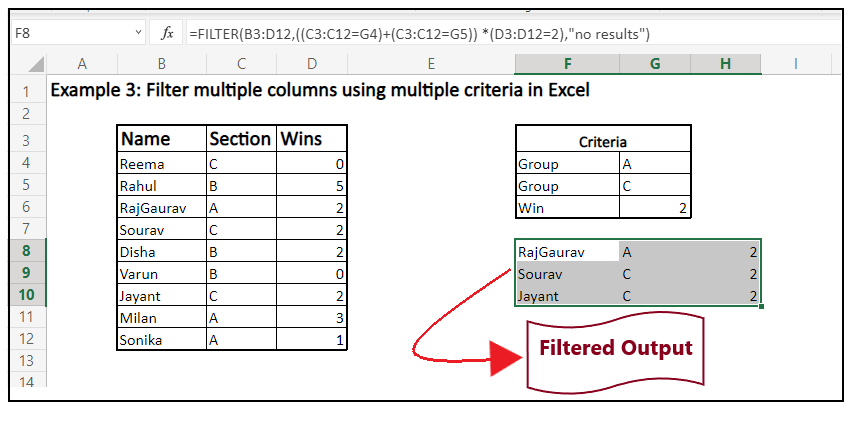 Excel 过滤函数