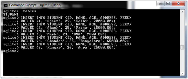 SQLite 插入查询