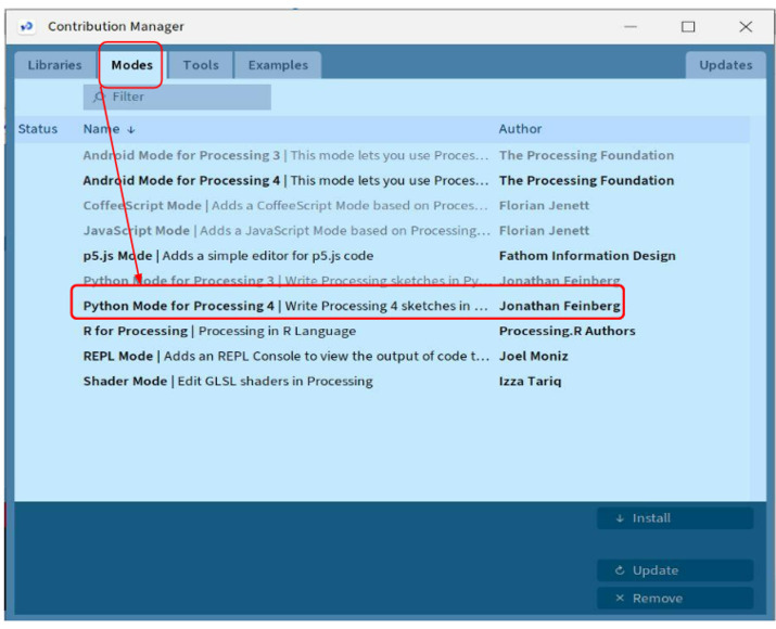 Python 如何为Processing设置模式