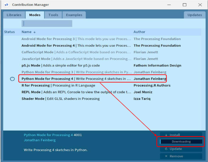 Python 如何为Processing设置模式