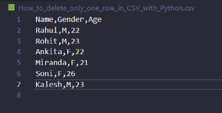 Python 如何删除CSV中的一行数据