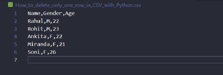 Python 如何删除CSV中的一行数据