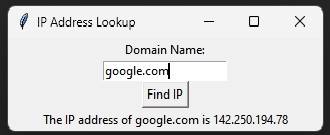 Python 创建一个查找域名的IP地址的GUI