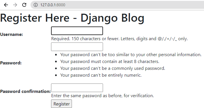 Django UserCreationForm创建新用户
