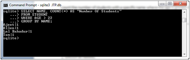 SQLite COUNT函数