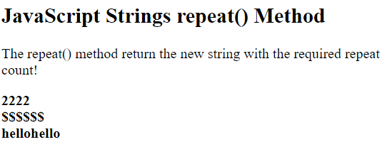 JavaScript 字符串 repeat()方法