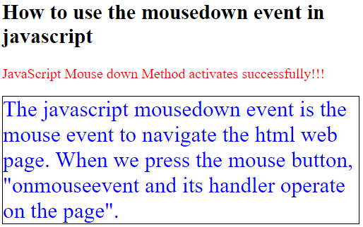 Javascript 如何使用mousedown事件