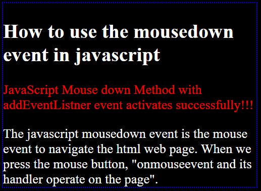 Javascript 如何使用mousedown事件