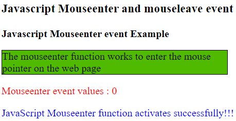 Javascript mouseenter和mouseleave事件