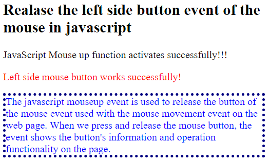 JavaScript 按下和释放左键的代码