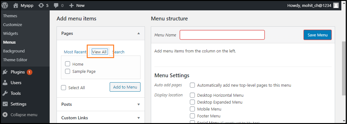 WordPress 菜单管理