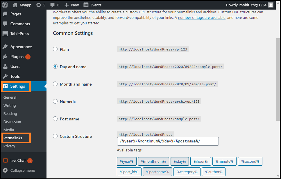 WordPress 永久链接