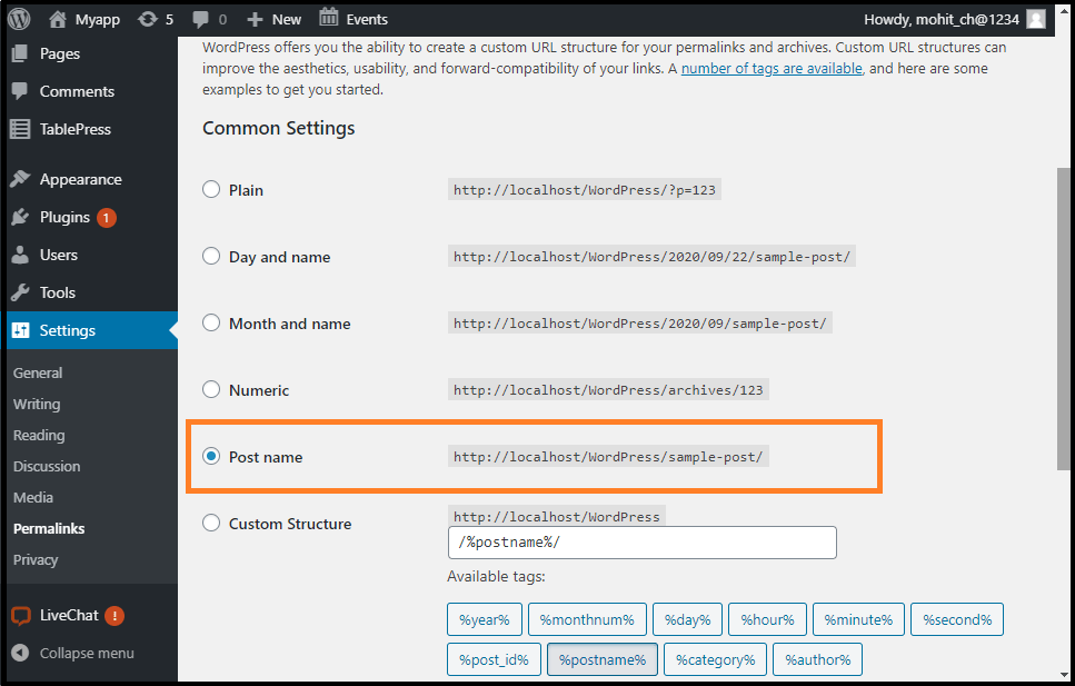 WordPress 永久链接