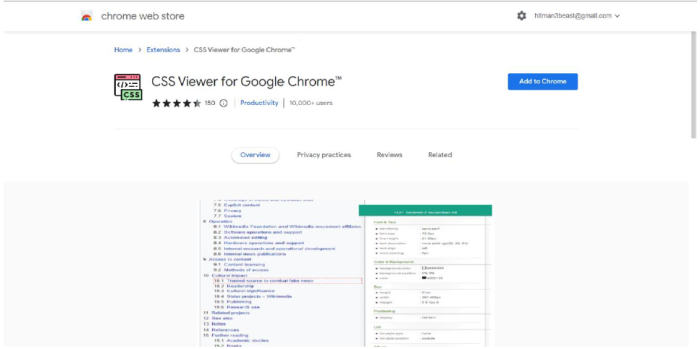 CSS Viewer Chrome 应用扩展，用于开发者