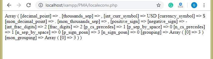 PHP 字符串 localeconv()函数