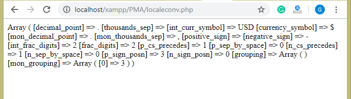 PHP 字符串 localeconv()函数