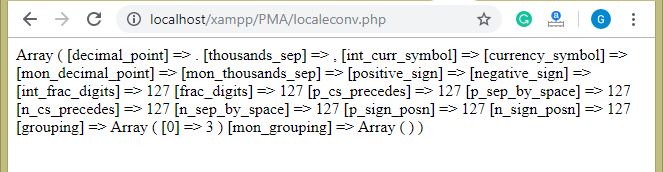 PHP 字符串 localeconv()函数