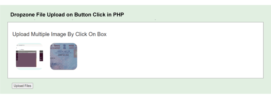 PHP Dropzone 文件上传按钮点击事件