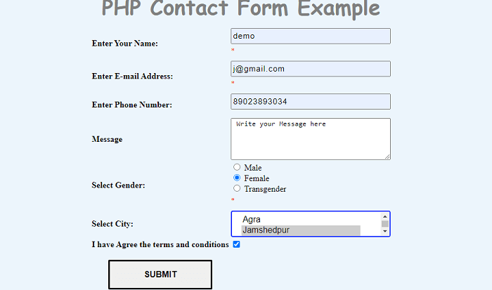 PHP 联系表单