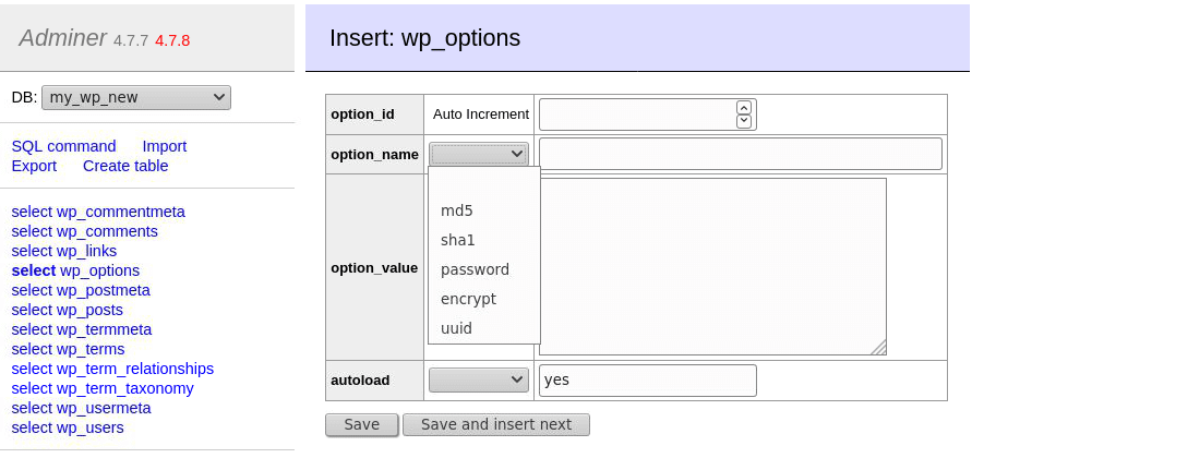 PHP Adminer