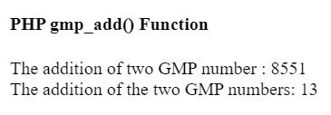 PHP gmp_add()函数