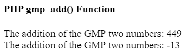 PHP gmp_add()函数