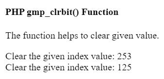 PHP GMP gmp_clrbit()函数