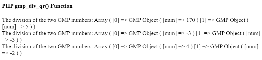 PHP gmp_div_qr() 函数