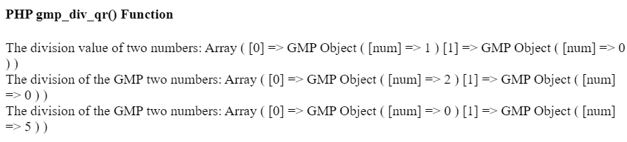 PHP gmp_div_qr() 函数