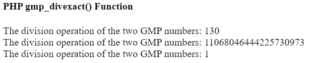 PHP gmp_divexact()函数