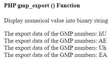 PHP gmp_export() 函数