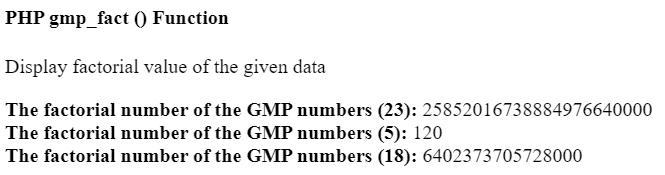 PHP gmp_fact() 函数