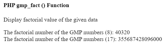 PHP gmp_fact() 函数