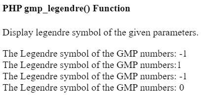 PHP gmp_legendre()函数