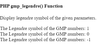 PHP gmp_legendre()函数