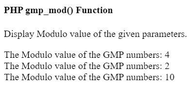 PHP gmp_mod() 函数