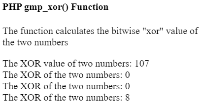 PHP gmp_xor()函数