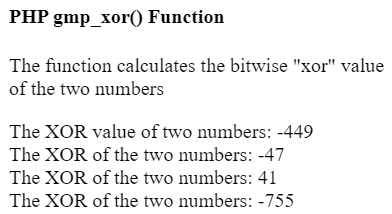 PHP gmp_xor()函数