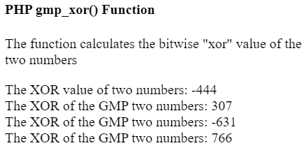 PHP gmp_xor()函数