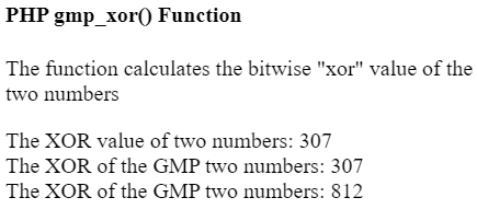 PHP gmp_xor()函数