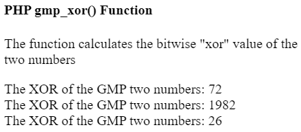 PHP gmp_xor()函数