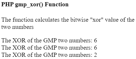 PHP gmp_xor()函数