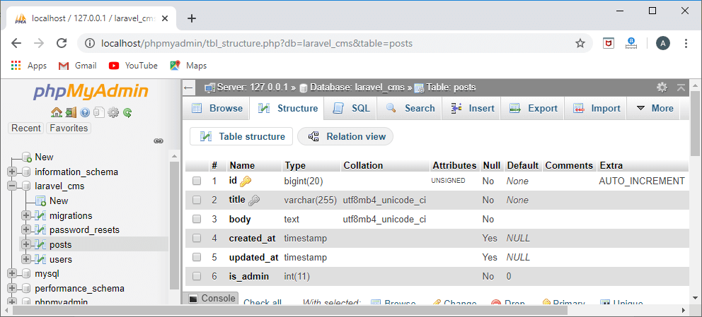 Laravel 生成迁移