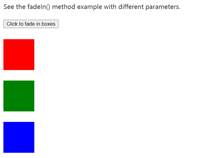 jQuery fadeIn()方法