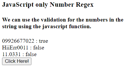 JavaScript 只有数字的正则表达式