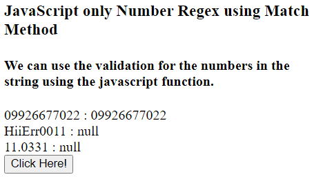 JavaScript 只有数字的正则表达式