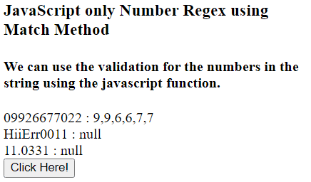 JavaScript 只有数字的正则表达式