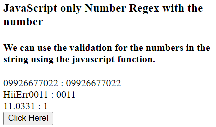 JavaScript 只有数字的正则表达式