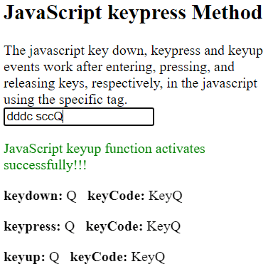 JavaScript 键盘事件